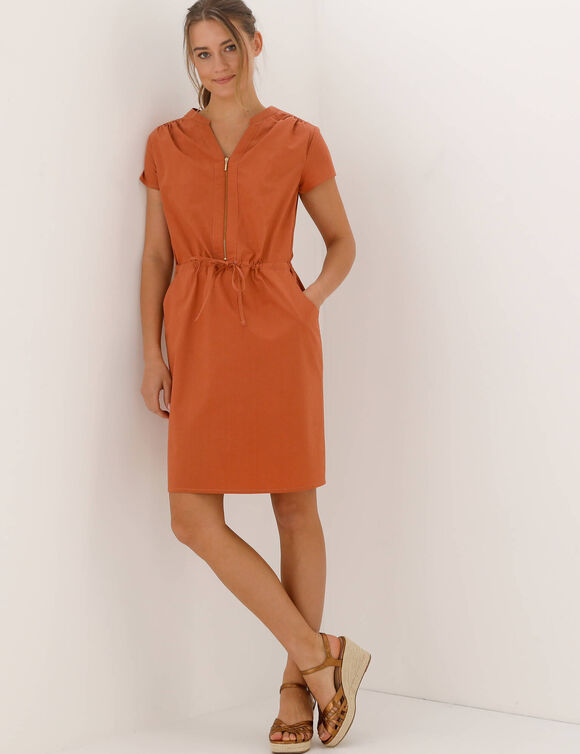 Robe courte col zipp&eacute;  (terracotta)