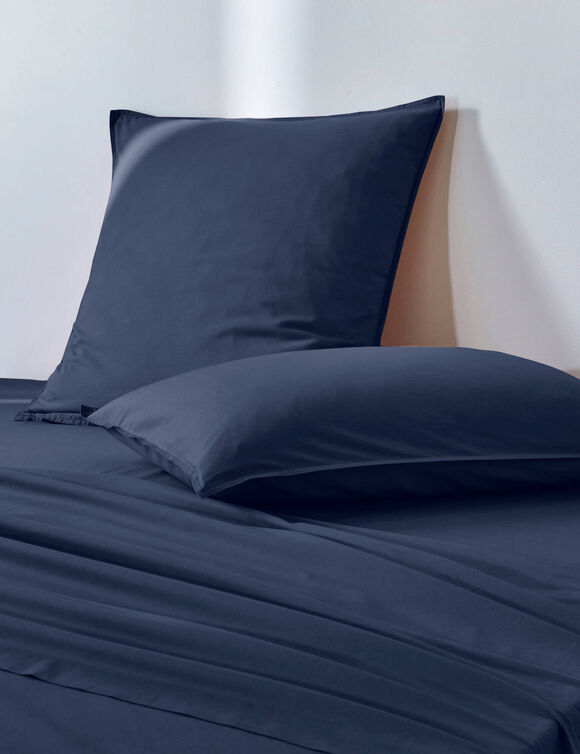 Linge de lit uni - coton lav&eacute; 57 fils/cm&sup2; (bleu encre)