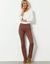 Rechte broek met elastische taille (chocolade)