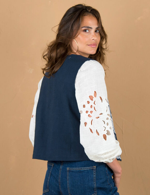 Veste brodée sans manches (marine)
