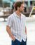 Chemise col bowling boutonnée manches courtes (bleu)