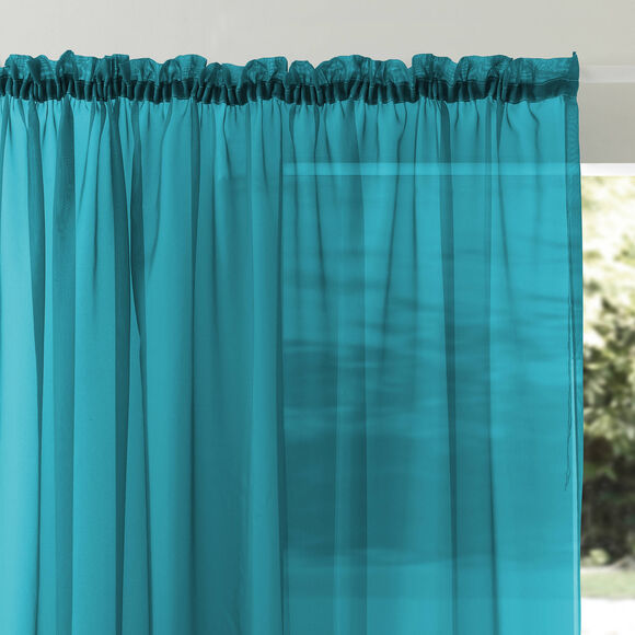 Panneau voile uni finition galon fronceur (bleu canard)