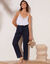 Effen soepele broek in crepon (marine)