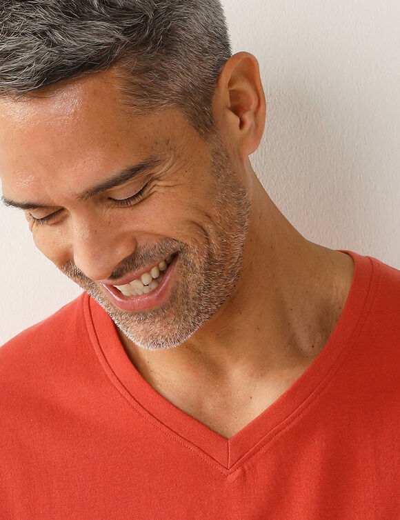 Tee-shirt col V manches courtes - lot de 3 (corail + vert sauge + kaki)