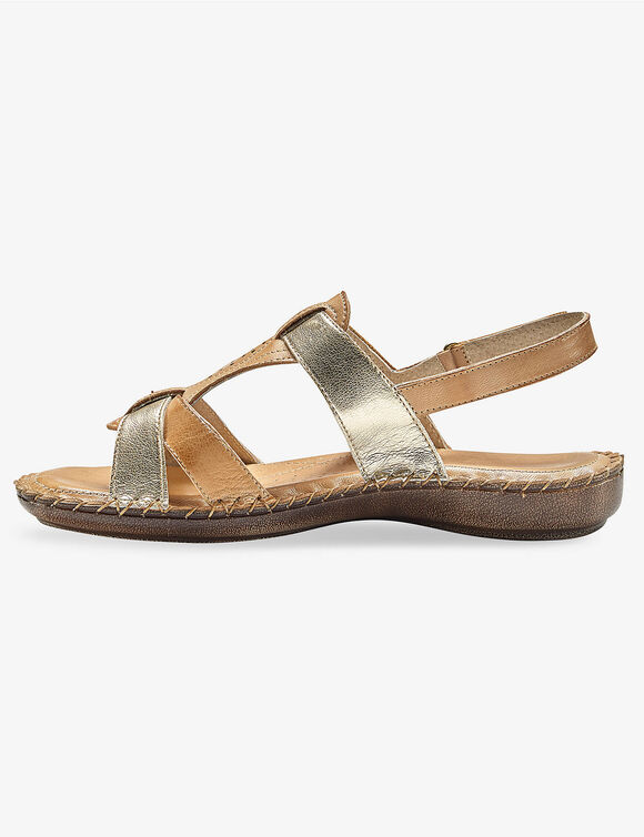 Tweekleurige sandalen in extrasoepel leer (beige)