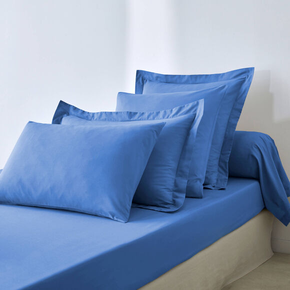 Linge de lit uni polyester-coton Colombine (océan)