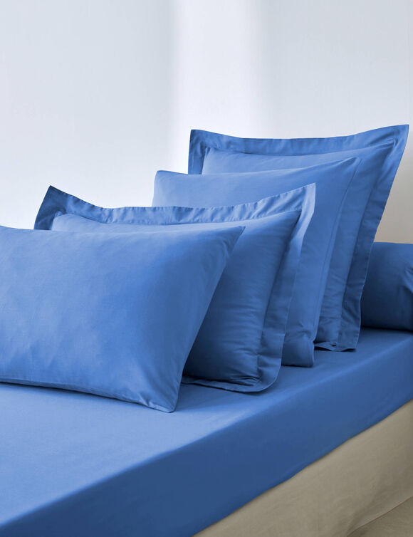 Linge de lit uni polyester-coton Colombine (océan)