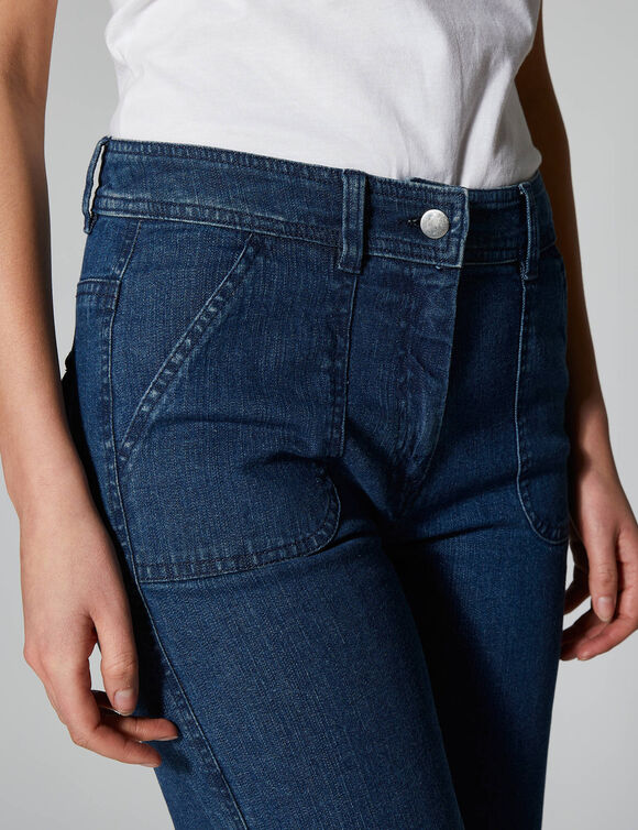 Pantacourt droit retroussable, jean (stone)