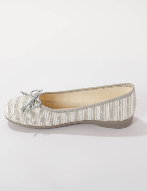 Ballerines noeud fantaisie en toile (gris / blanc)