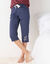 Pantacourt pyjama Beautiful uni imprimé placé (bleu marine)