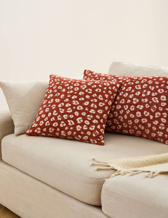 Kussenhoes met luipaardprint in jacquard - set van 2 (tomette)