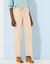 Wijde rechte broek met ceintuur, soepele stof (beige)