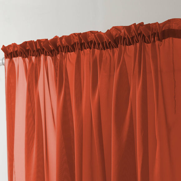 Effen voilegordijn met fronsgalon (terracotta)