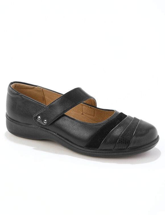 Comfortabele, brede schoenen met scratchsluiting (zwart)