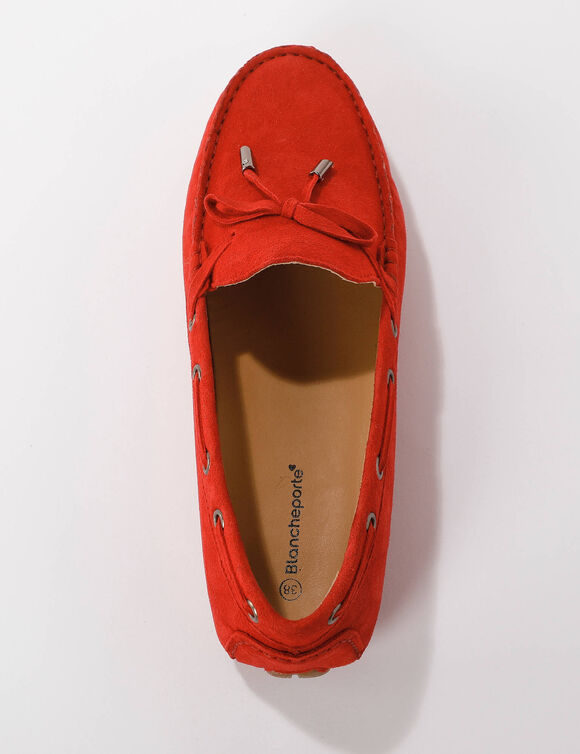 Mocassins en cuir ultra-souple à liens (rouge)