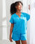 Shortama in katoengaas, met knoopsluiting (blauw)