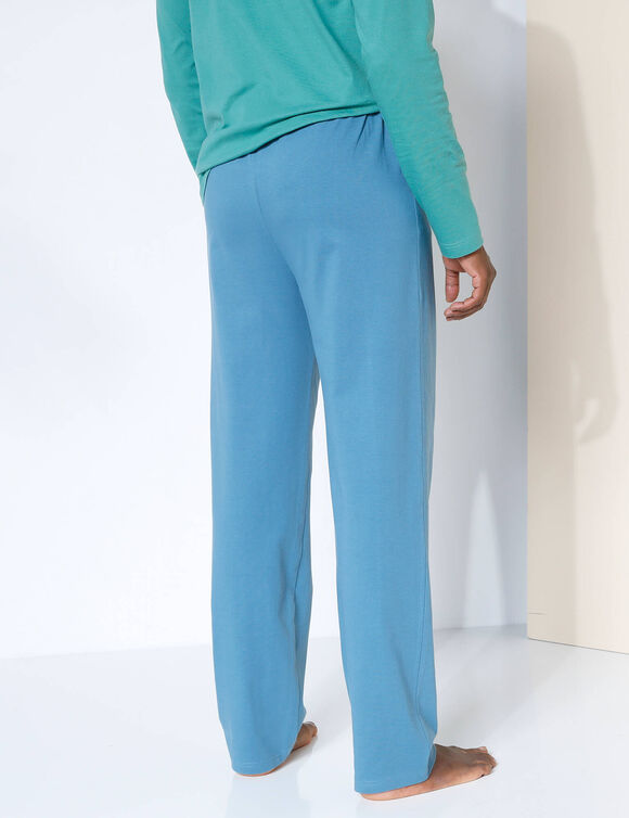 Pantalon pyjama coton uni (blauw)