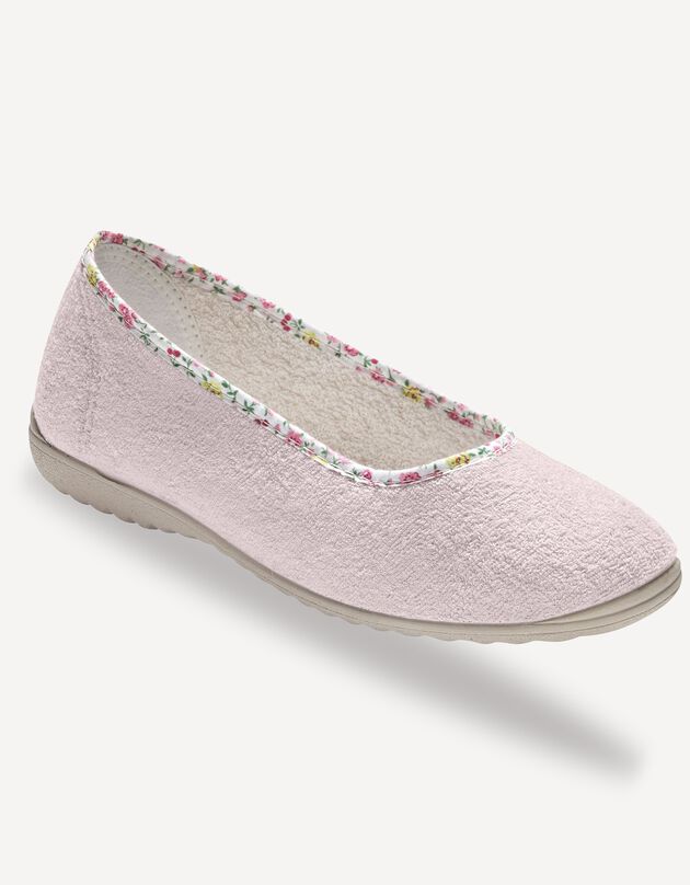 Effen huisballerina's in badstof (zandkleur)
