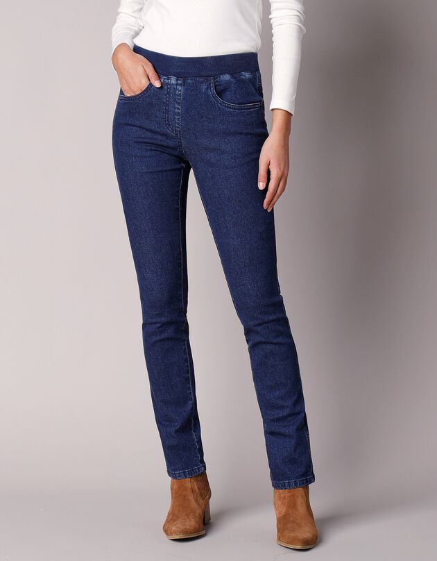 Rechte jeans met elastische taille (dark blue)