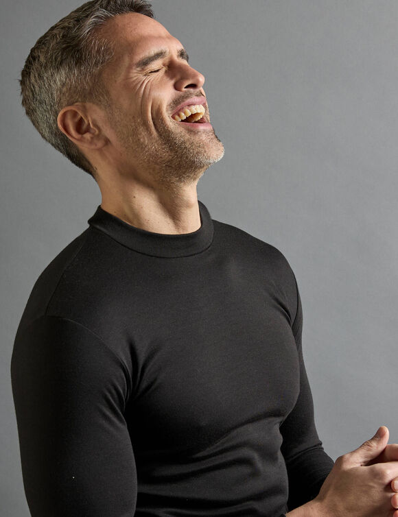 Ondershirt voor heren, opstaande hals en lange mouwen, intense warmte - set van 2 (zwart)
