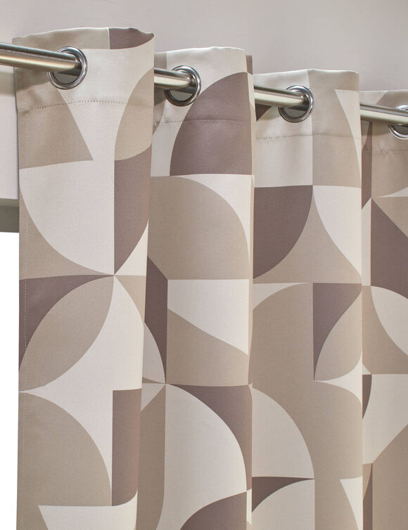 Verduisterend gordijn met grafische print (beige / taupe)