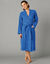 Badjas in lusjesbadstof met kimonokraag, unisex volwassenen (felblauw)