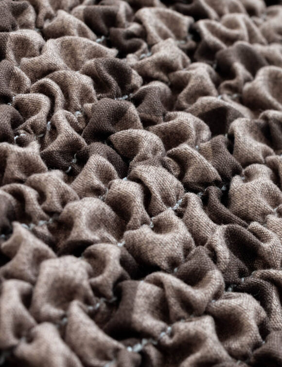 Housse bi-extensible microfibre gaufr&eacute;e graphique sp&eacute;ciale chaise (chocolat)