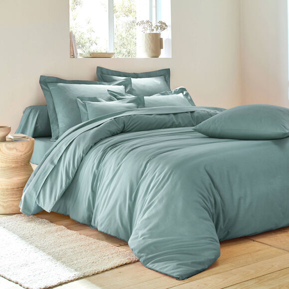 Linge de lit uni coton (c&eacute;ladon)