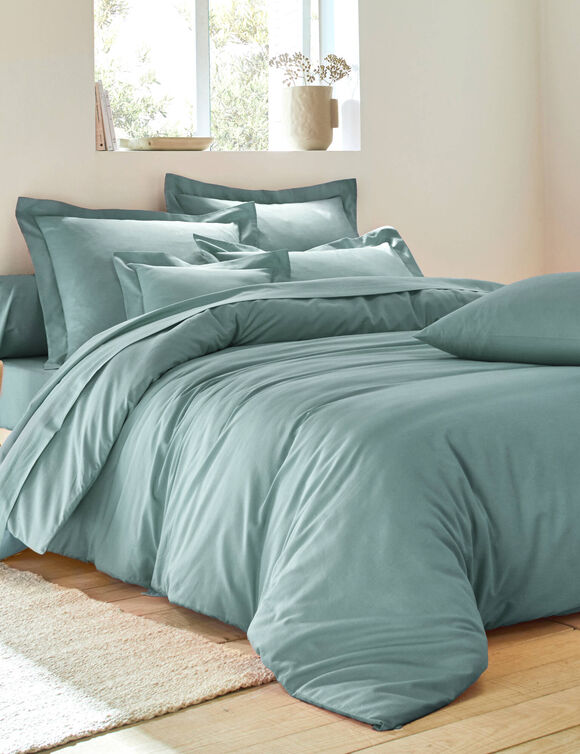 Linge de lit uni coton (c&eacute;ladon)
