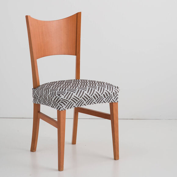 Housse assise de chaise "Valeria" (chocolat / blanc)