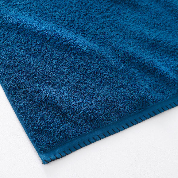 Eponge unie 540g/m2 confort luxe finition point de cheval (bleu paon)