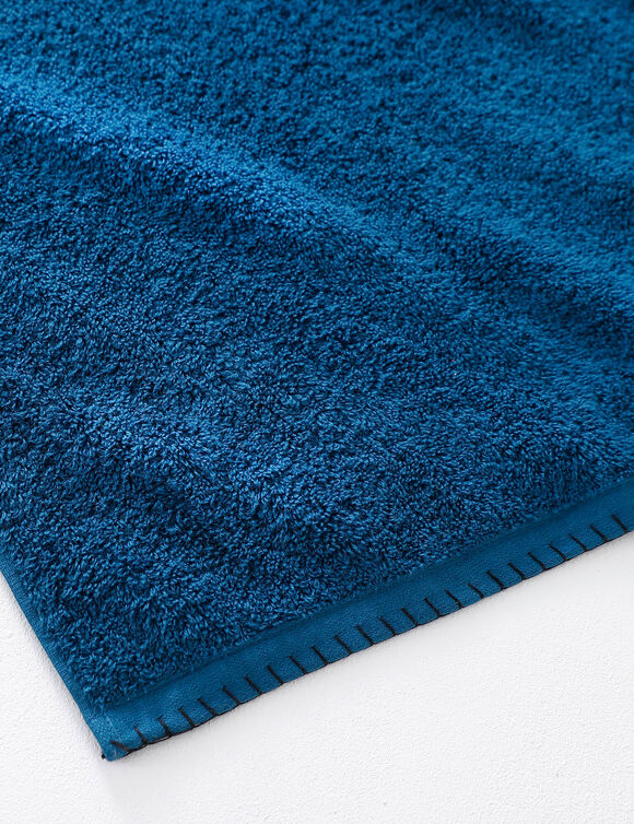 Eponge unie 540g/m2 confort luxe finition point de cheval (bleu paon)