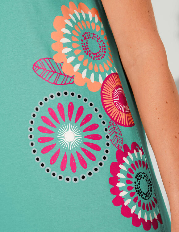 Chemise de nuit longue imprim&eacute; rosaces (lagon)