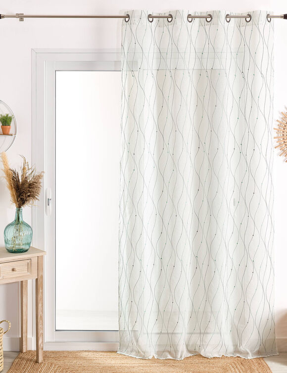 Voilage brod&eacute; serpentins (aqua)