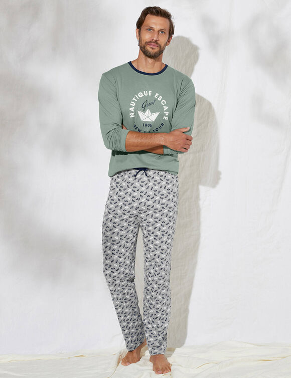 T-shirt pyjama imprimé manches longues (vert)