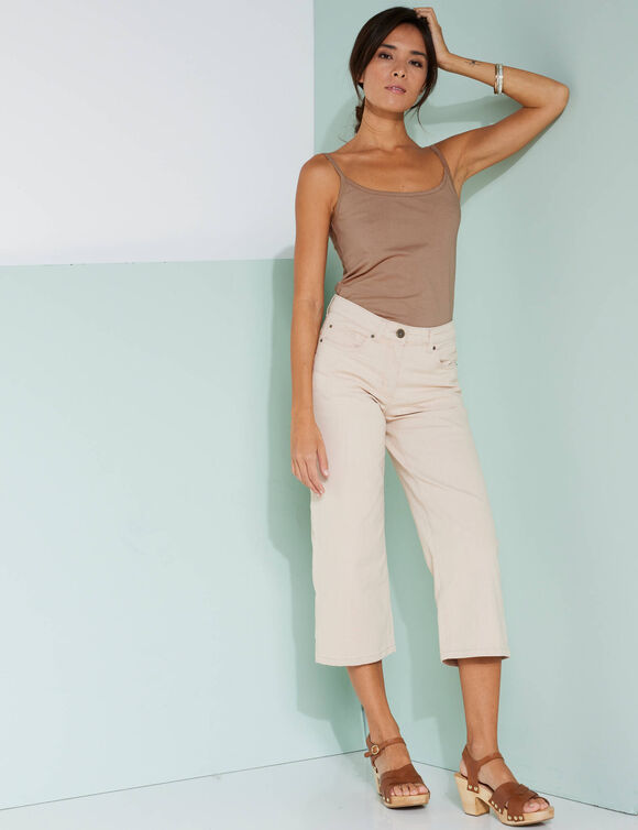 D&eacute;bardeur fines bretelles uni coton biologique(**) (taupe clair)