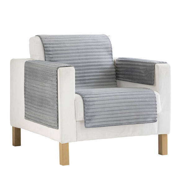 Protège-salon antiglisse toucher peluche (gris)