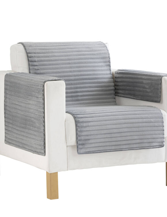 Prot&egrave;ge-salon antiglisse toucher peluche (gris)