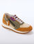 Leren sneakers met contrasterende decoratieve inzetstukken (kaki / beige)
