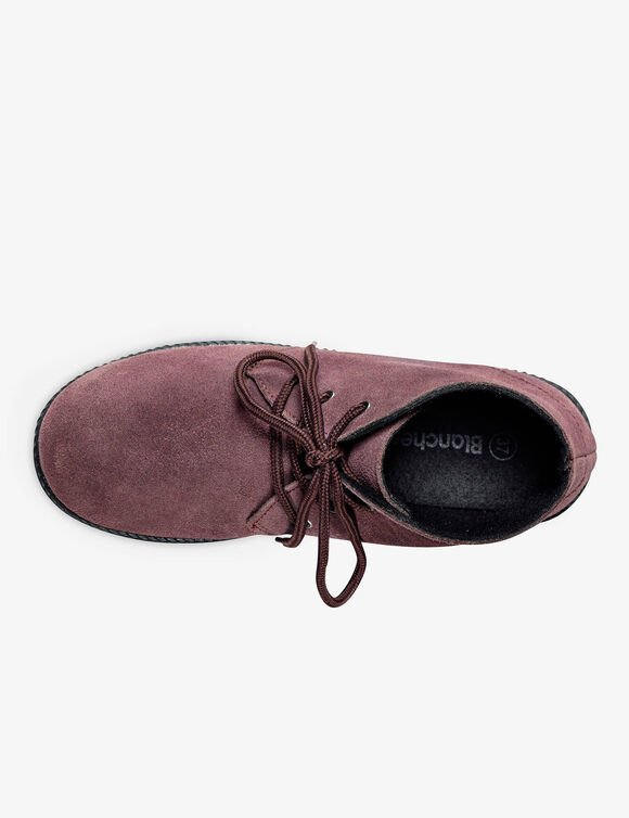 Bottines à lacet en croûte de cuir (marron)