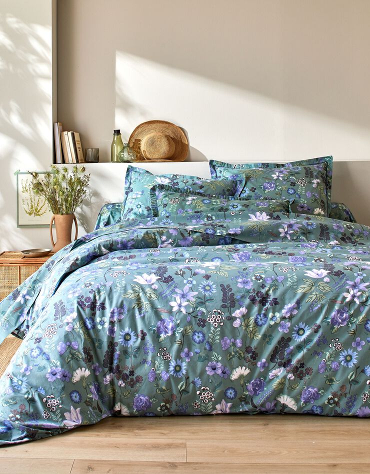 Bedlinnen Kelly in katoen met bloemenprint (groen)