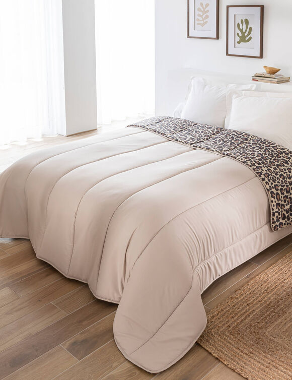 Couette microfibre imprimé léopard 400 g/m² (beige / noir)