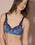 Geborduurde beha met bloemenprint Olbia - met beugels (blauw)