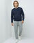 Sweater in molton met ronde hals (marine)