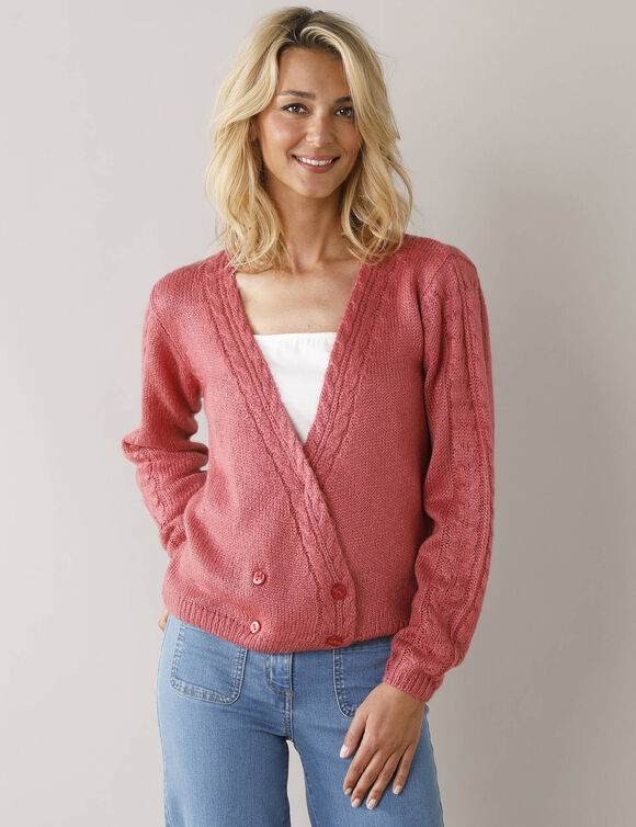 Gilet forme cache-coeur toucher doux (rose)