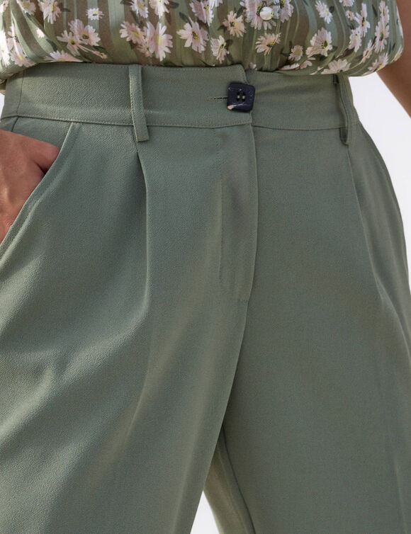 Pantalon 7/8&egrave;me fusel&eacute; fluide (kaki clair)