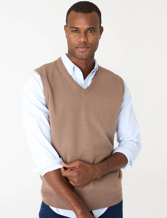 T-shirt met V-hals (marron glac&eacute;)