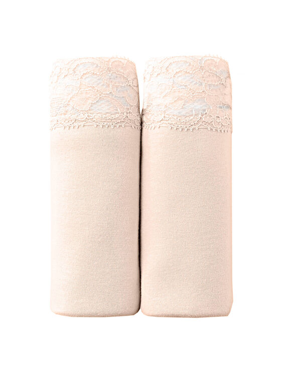 Boxer coton dentelle - lot de 2 (peau)