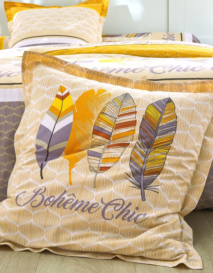 Bedlinnen Bohemia in katoen met 'Bohème Chic' print, geel Bedlinnen Bohemia in katoen met 'Bohème Chic' print, geel, hi-res image number 2