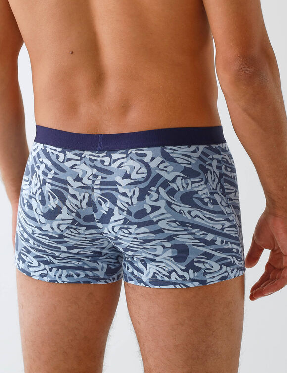 Boxer fantaisie coton stretch - lot de 3  (bleu)